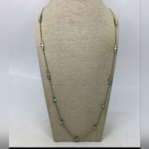 Ann Taylor Clear Rhinestone Long Station Necklace 31" NWOT